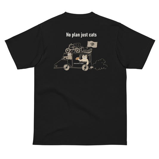 【バックプリント】猫Tシャツ|No Plan Just Cats|ヴィンテージカラー 猫とキッチンカー