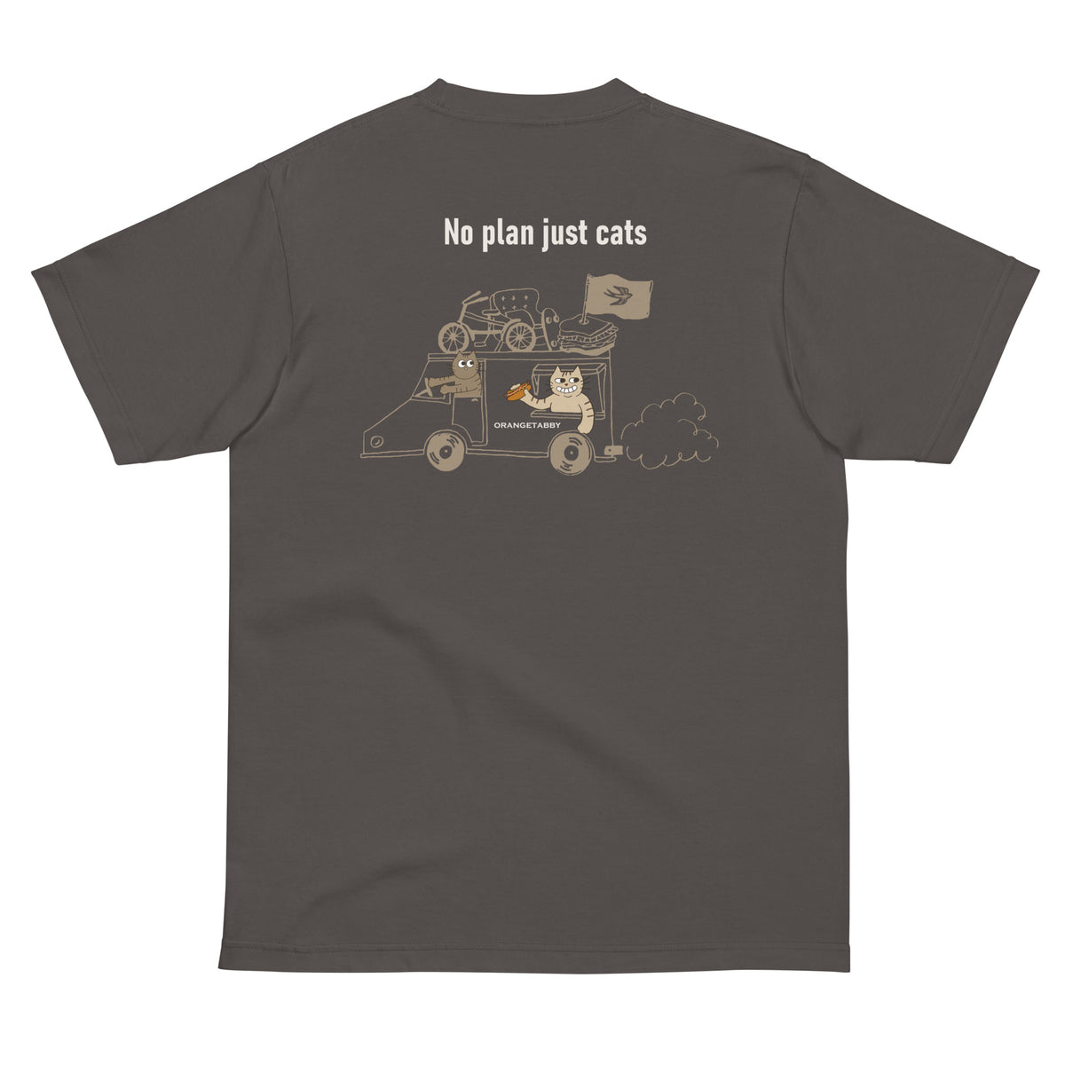 【Estampado en la espalda】Camiseta de gato|Sin planes, solo gatos|Color vintage Gatos y food truck