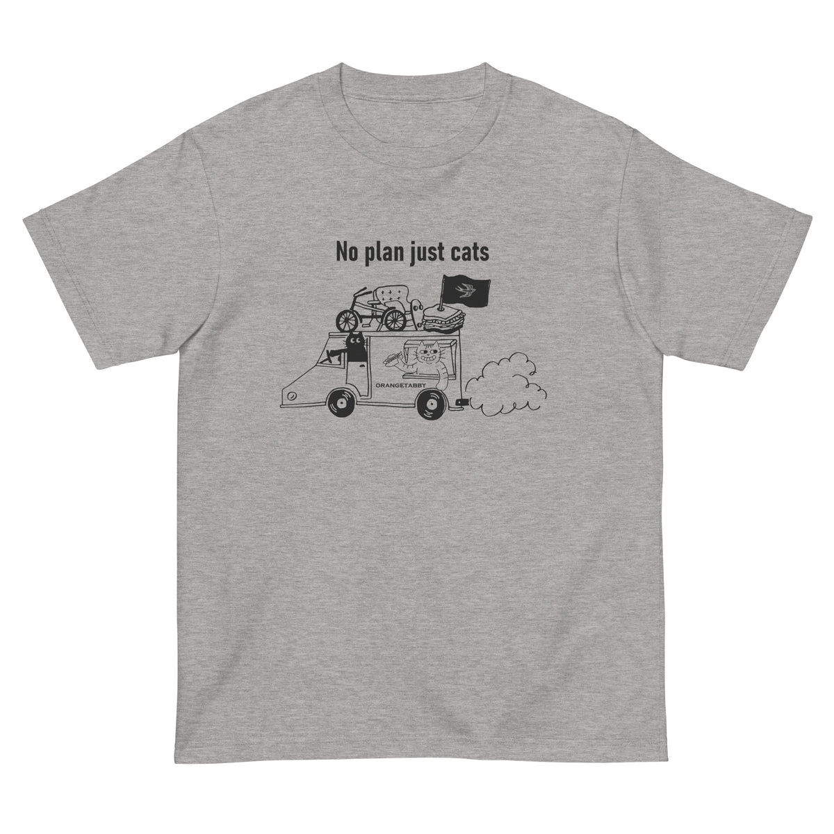 Camiseta de gato | Sin plan, solo gatos | Línea monocromática Gatos y food truck