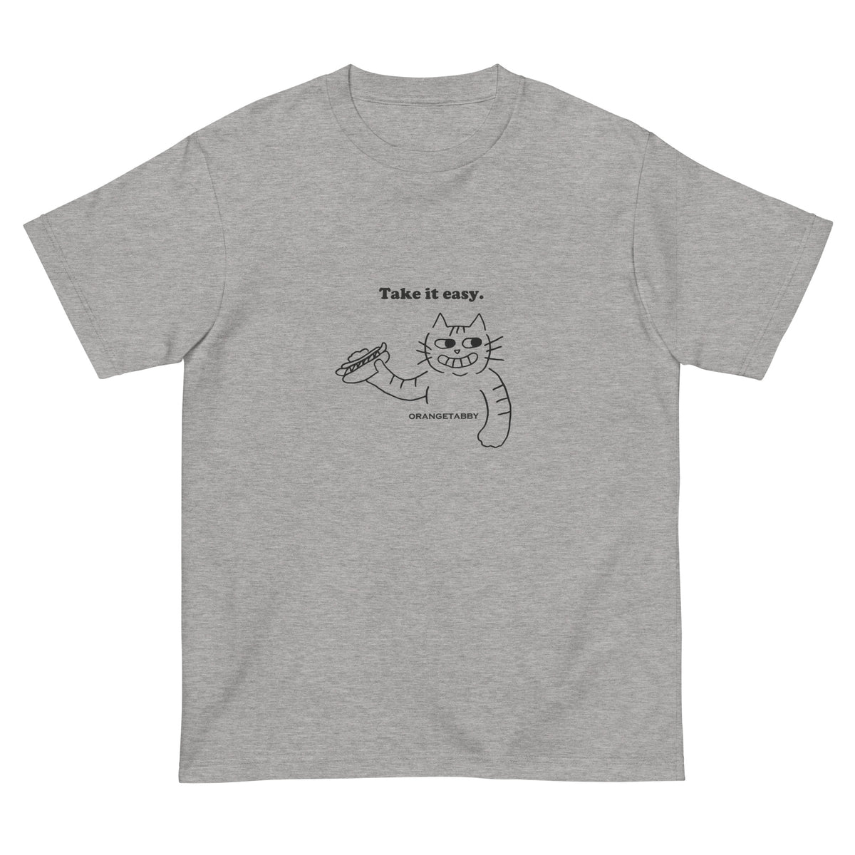猫Tシャツ|Take it easy|ミニマル線画(J)