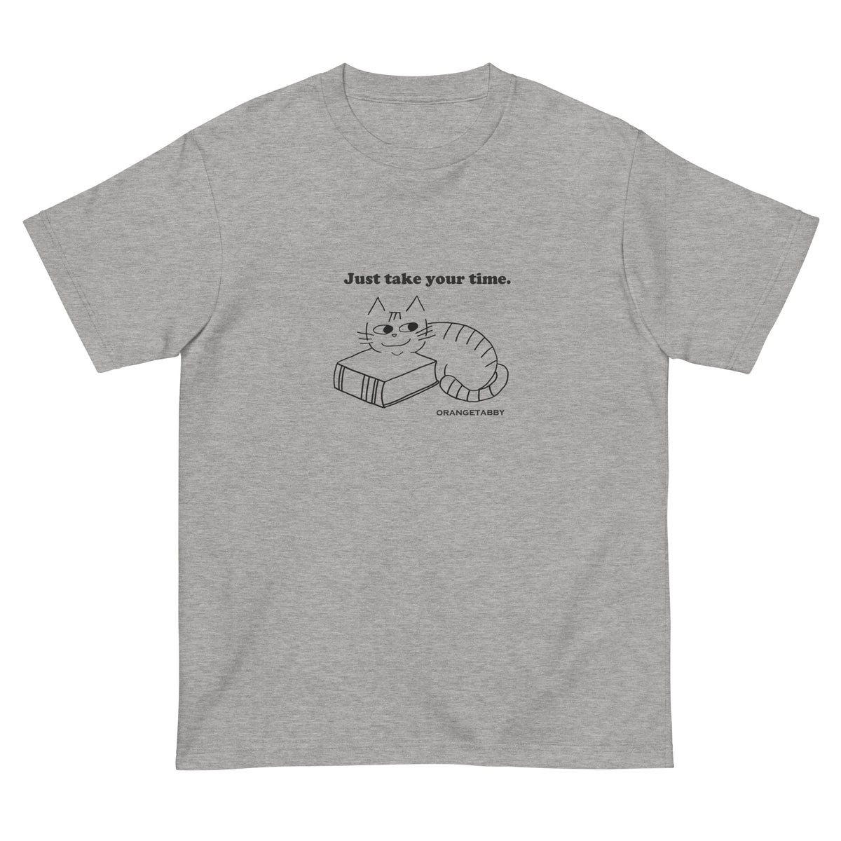 Cat T-shirt | Just take your time. | Line Art Design of a Relaxing Cat (J)