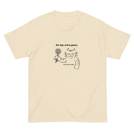 猫Tシャツ|At my own pace.|ミニマル線画(J)
