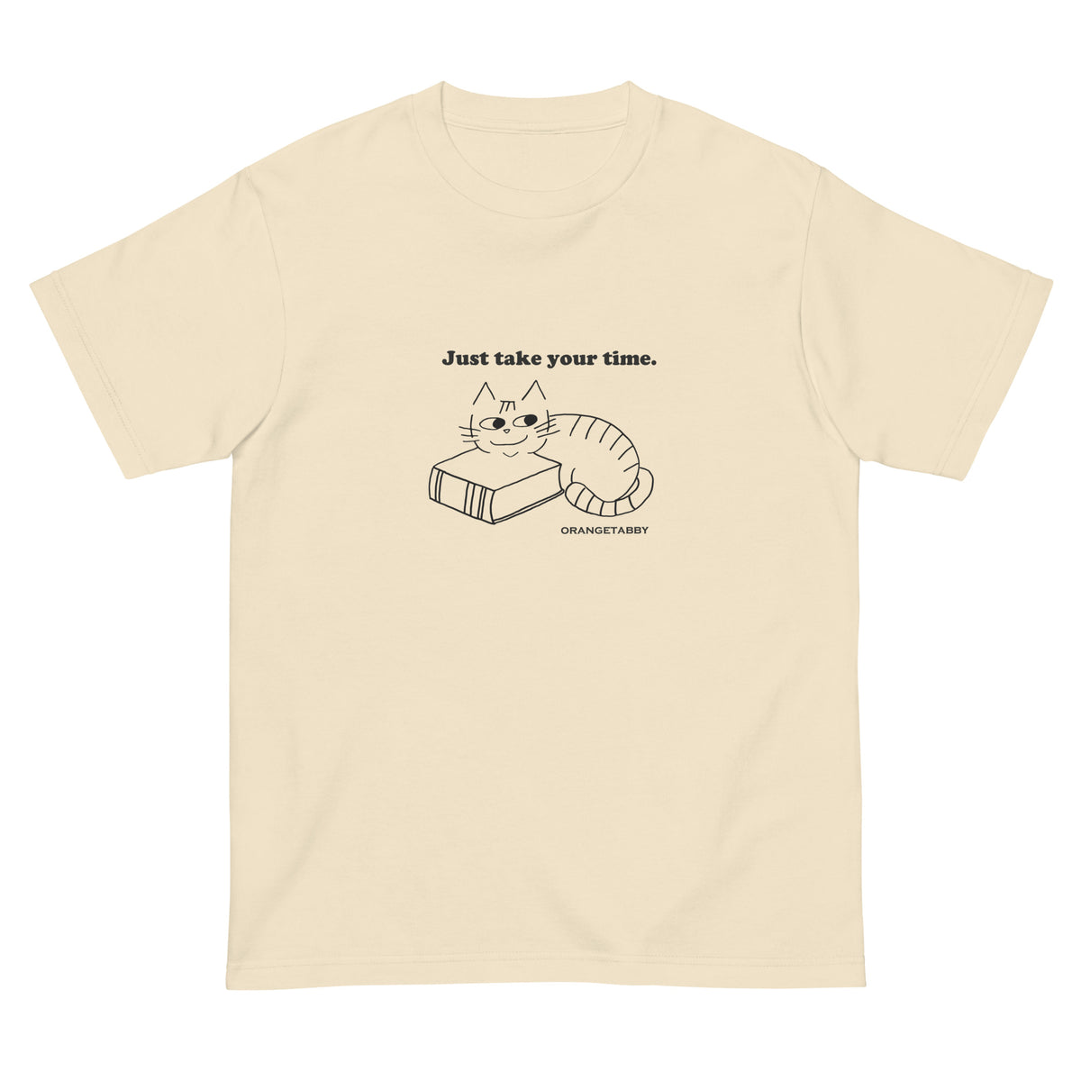 Cat T-shirt | Just take your time. | Line Art Design of a Relaxing Cat (J)