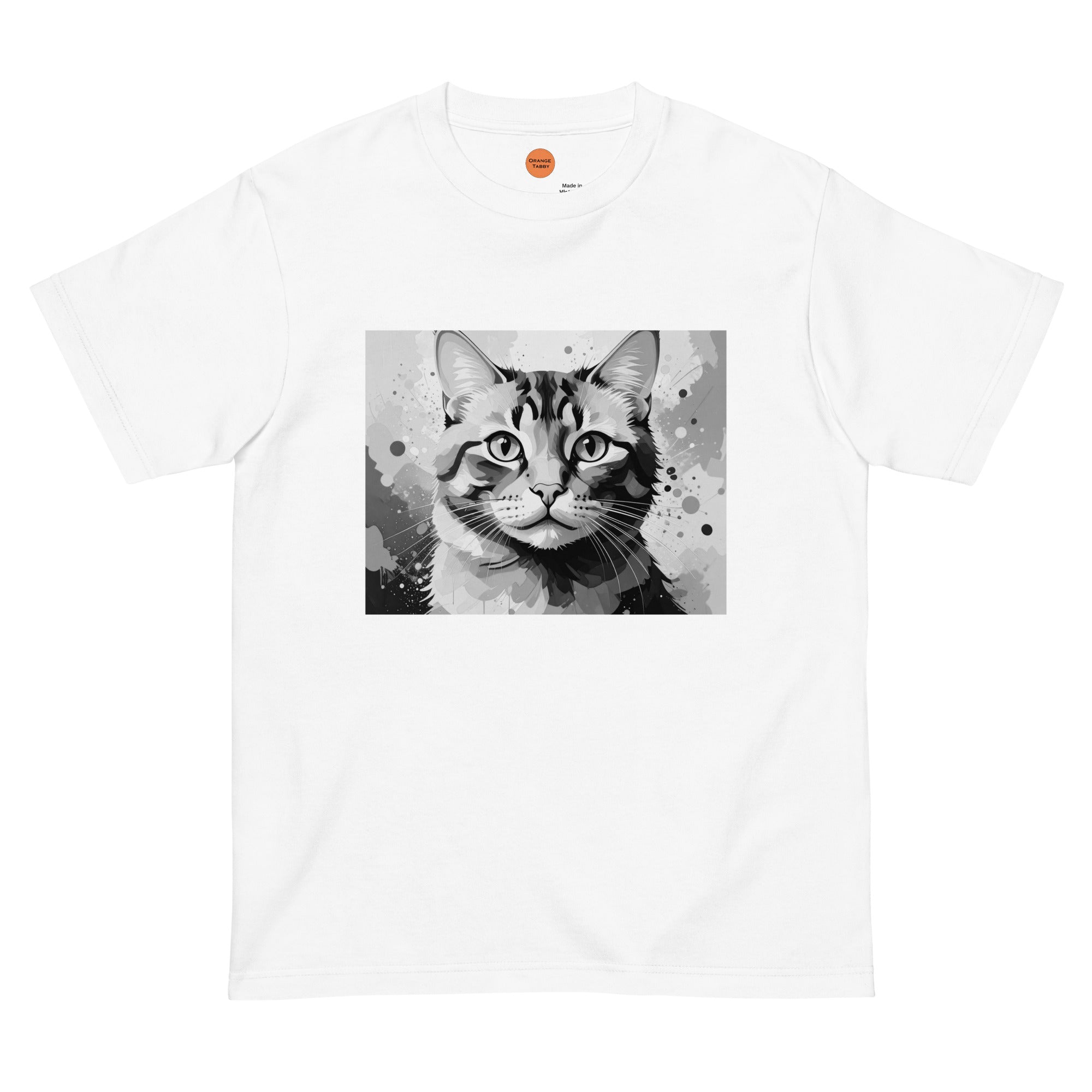 猫Tシャツ｜モノクロ猫アート｜Stay Curious｜オレンジタビー – orange