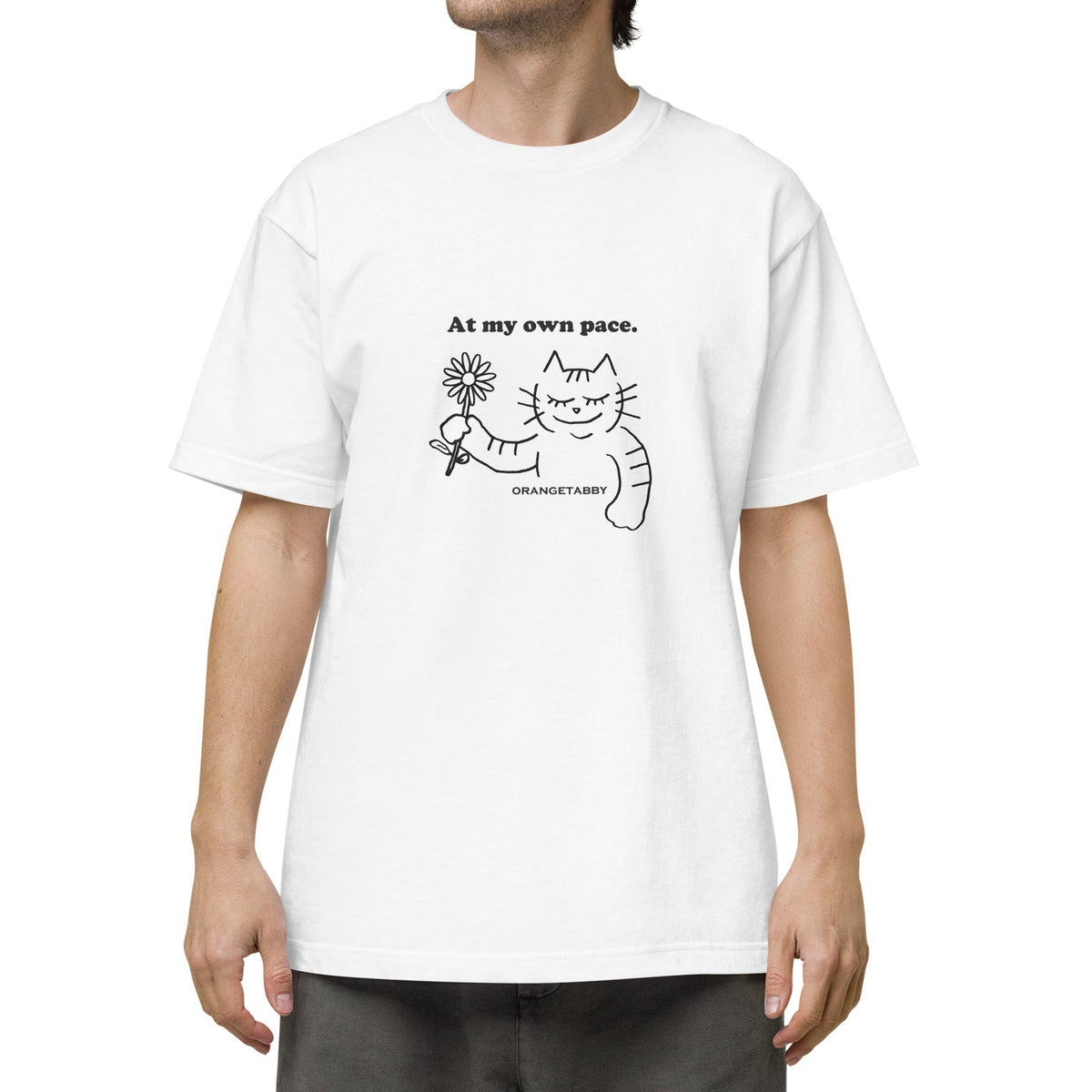 Camiseta de gato | A mi ritmo. | Dibujo lineal minimalista (J)