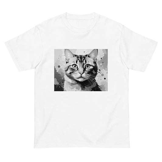 猫Tシャツ|Stay Curious|モノクロ猫アート