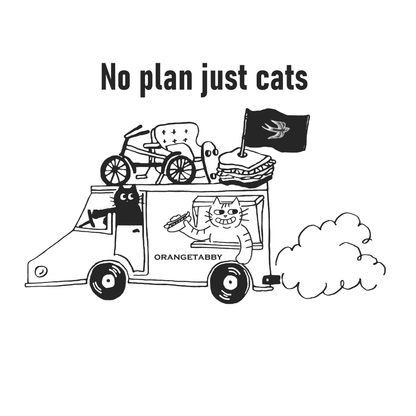 Camiseta de gato | Sin plan, solo gatos | Línea monocromática Gatos y food truck