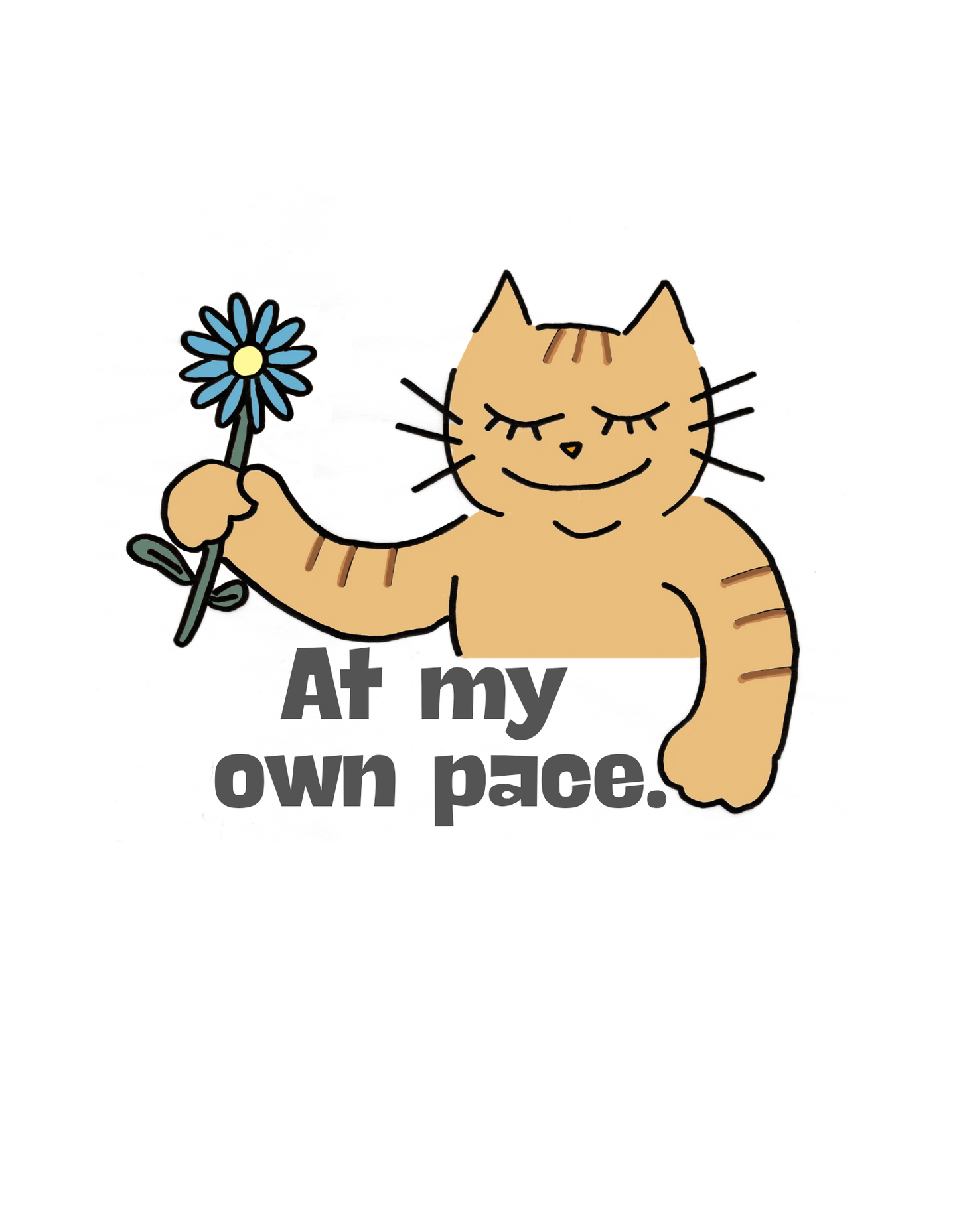 猫Tシャツ｜At my own pace.｜猫のワンポイントデザイン