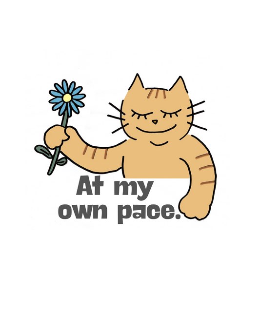 猫Tシャツ｜At my own pace.｜猫のワンポイントデザイン