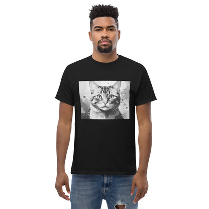 猫Tシャツ｜Stay Curious｜モノクロアート
