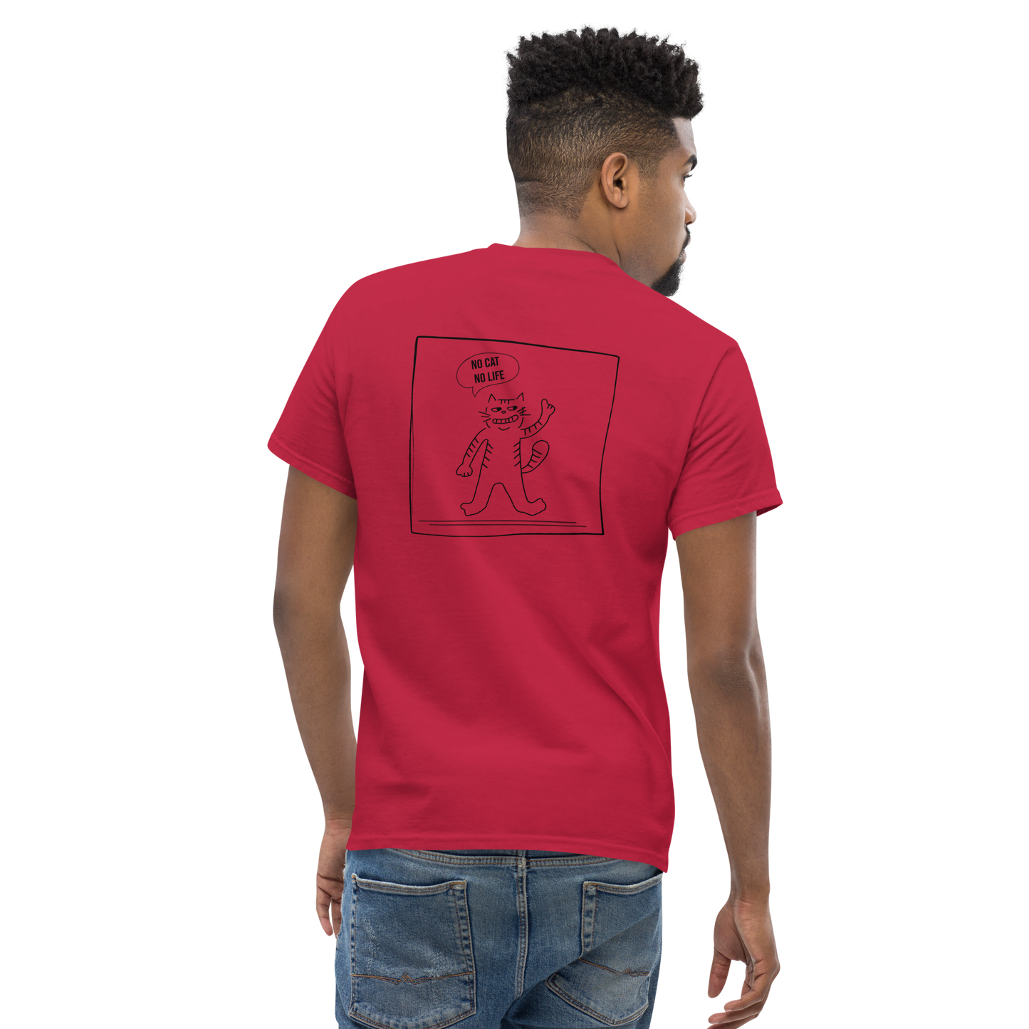 【バックプリント】ユニセックスクラシックTシャツ Gildan 5000 / No Cat No Life　　+11 Colors Available