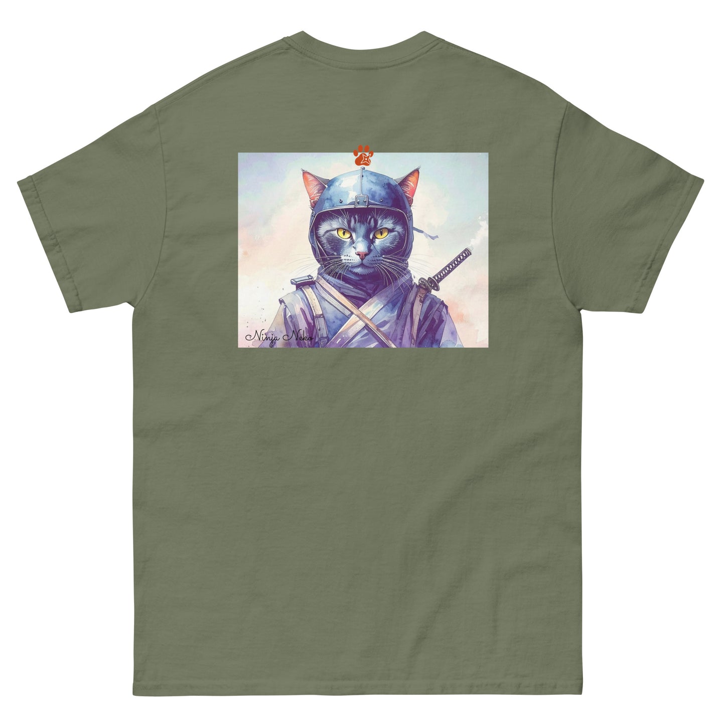 【バックプリント】ユニセックスクラシックTシャツ Gildan 5000 / ninja neko　　