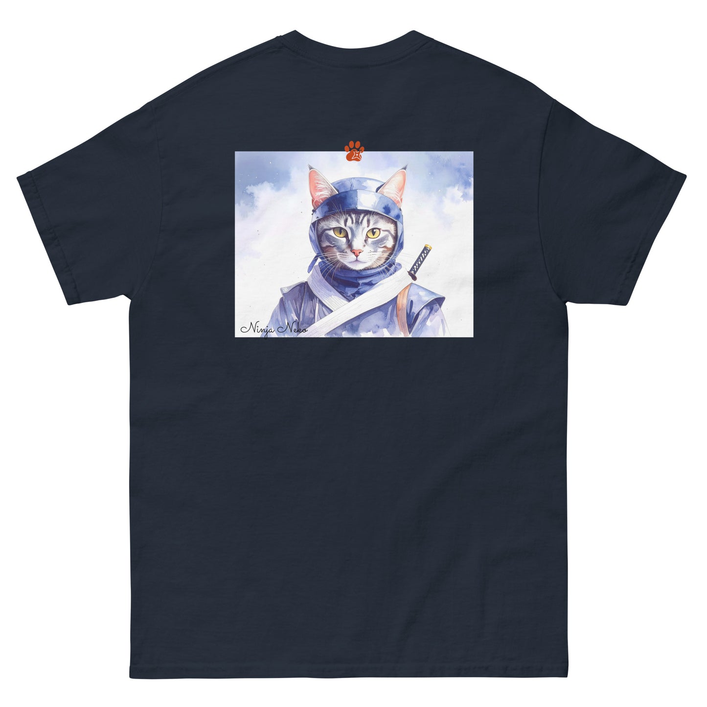 【バックプリント】ユニセックスクラシックTシャツ Gildan 5000 / ninja neko　　