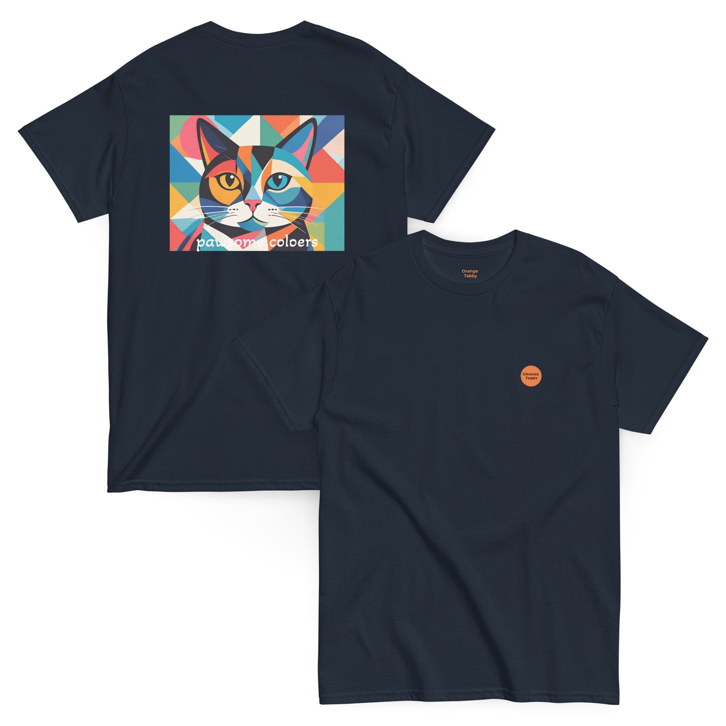【バックプリント】ユニセックスクラシックTシャツ Gildan 5000 / pawsome colors cat　