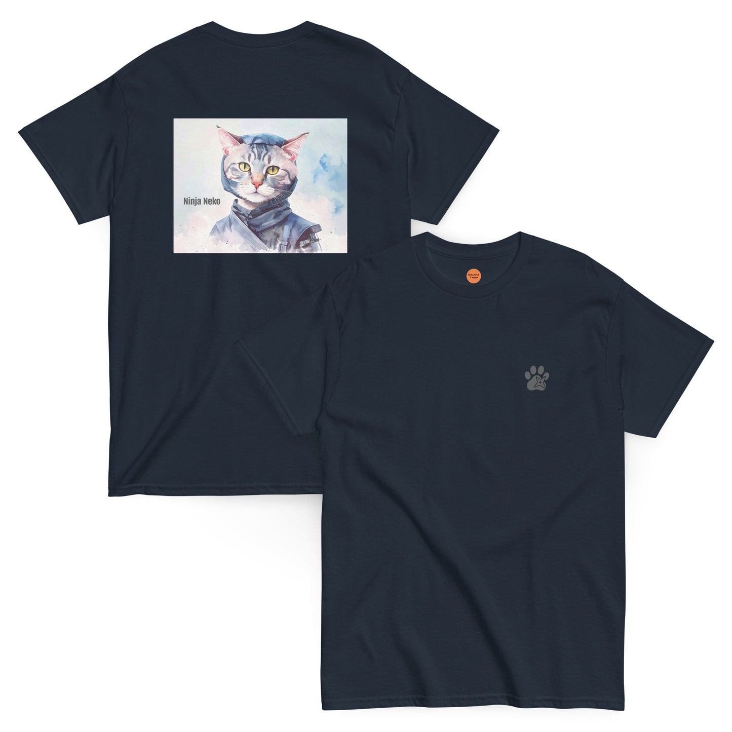 【バックプリント】猫Tシャツ｜Ninja Neko  忍者猫｜和風アート
