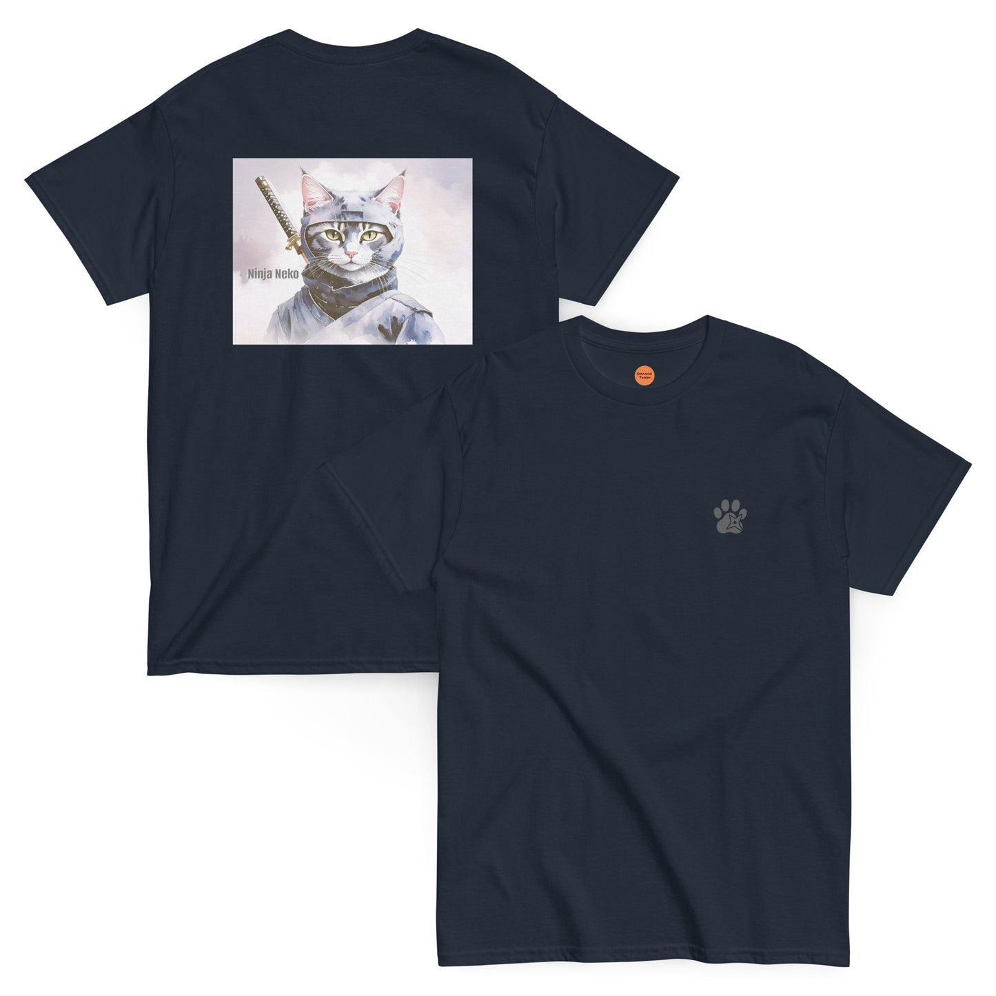 【バックプリント】猫Tシャツ｜Ninja Neko  忍者猫｜和風アート