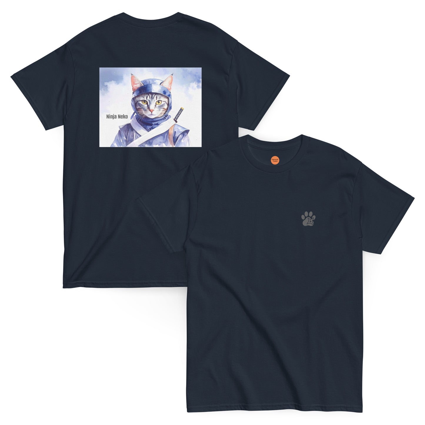 【バックプリント】猫Tシャツ｜Ninja Neko  忍者猫｜和風アート