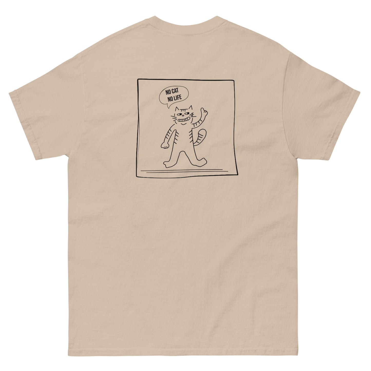 【バックプリント】ユニセックスクラシックTシャツ Gildan 5000 / No Cat No Life　