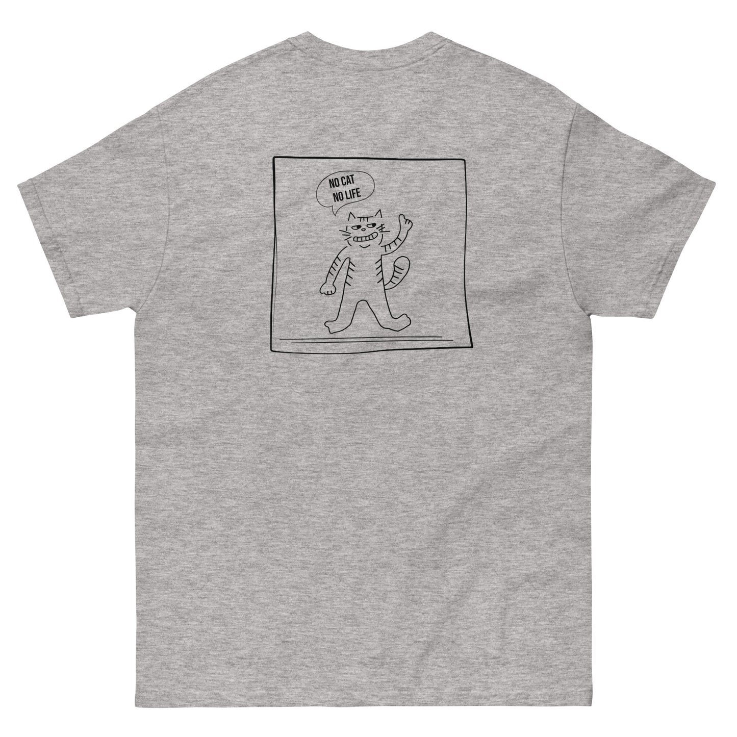 【バックプリント】ユニセックスクラシックTシャツ Gildan 5000 / No Cat No Life　