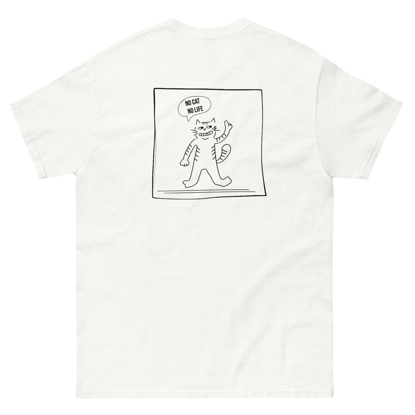 【バックプリント】ユニセックスクラシックTシャツ Gildan 5000 / No Cat No Life　