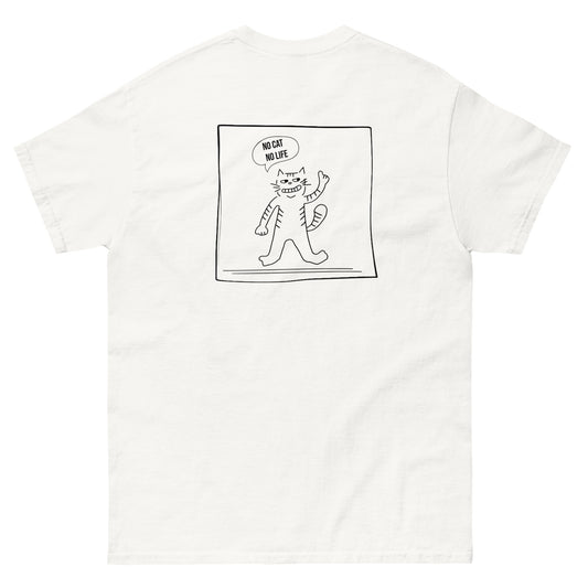 【バックプリント】ユニセックスクラシックTシャツ Gildan 5000 / No Cat No Life　