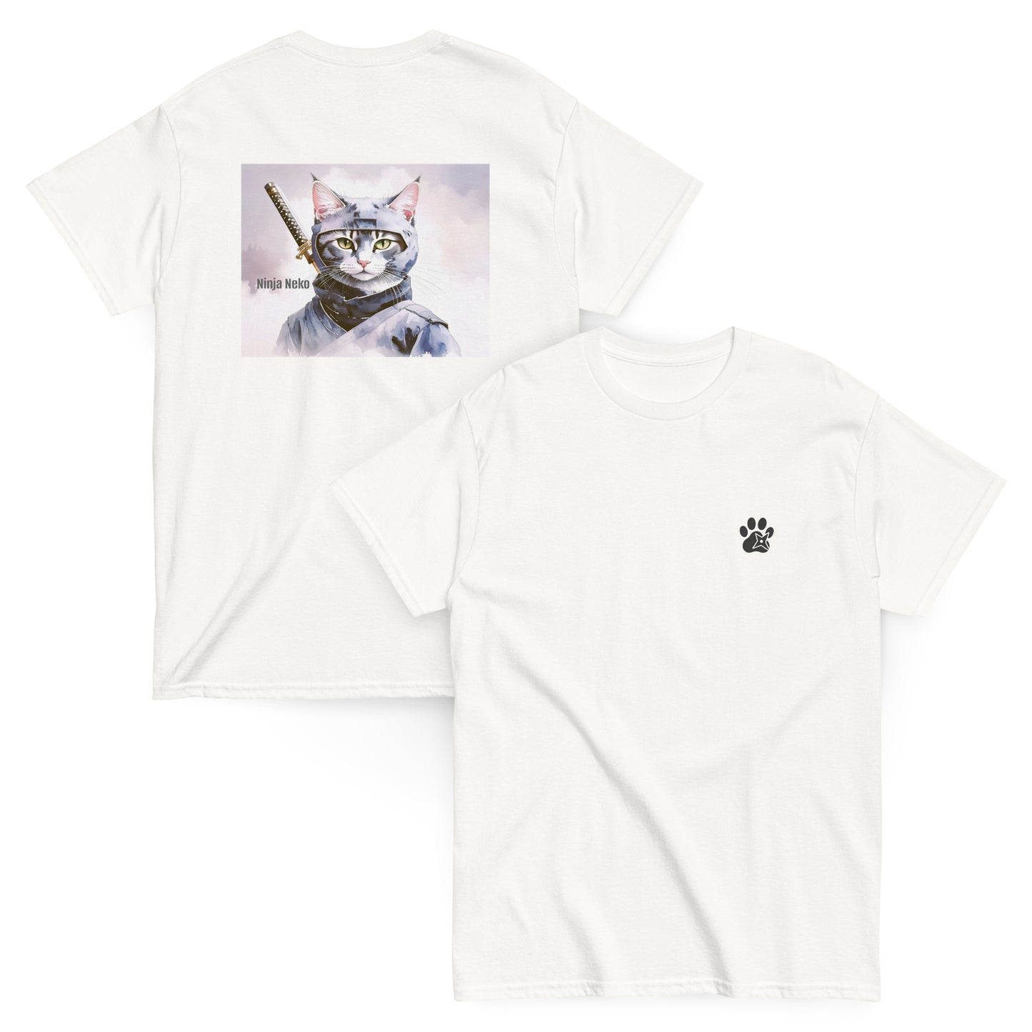 【バックプリント】猫Tシャツ｜Ninja Neko  忍者猫｜和風アート