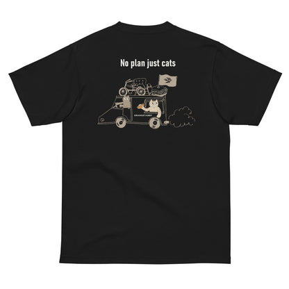 【バックプリント】猫Tシャツ｜No Plan Just Cats｜ヴィンテージカラー 　猫とキッチンカー