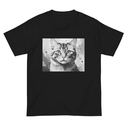 猫Tシャツ｜Stay Curious｜モノクロ猫アート