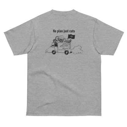 猫Tシャツ｜No Plan Just Cats｜モノクロライン　猫とキッチンカー