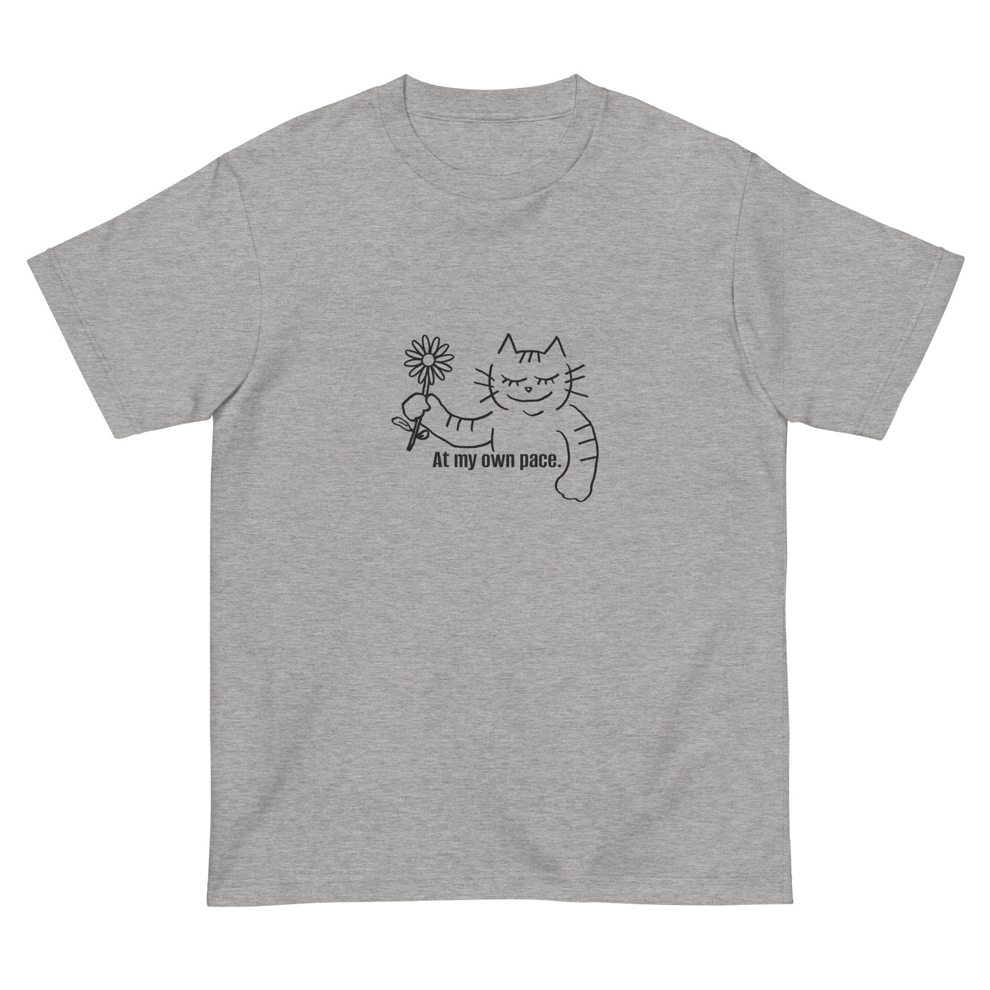 猫Tシャツ｜At my own pace.｜ミニマル線画（J）