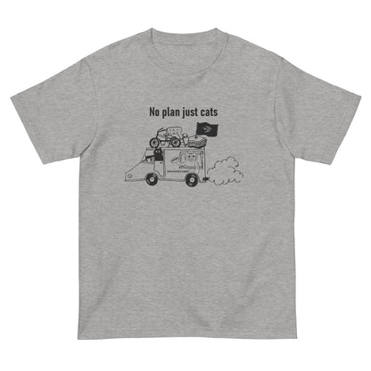 猫Tシャツ｜No Plan Just Cats｜モノクロライン　猫とキッチンカー