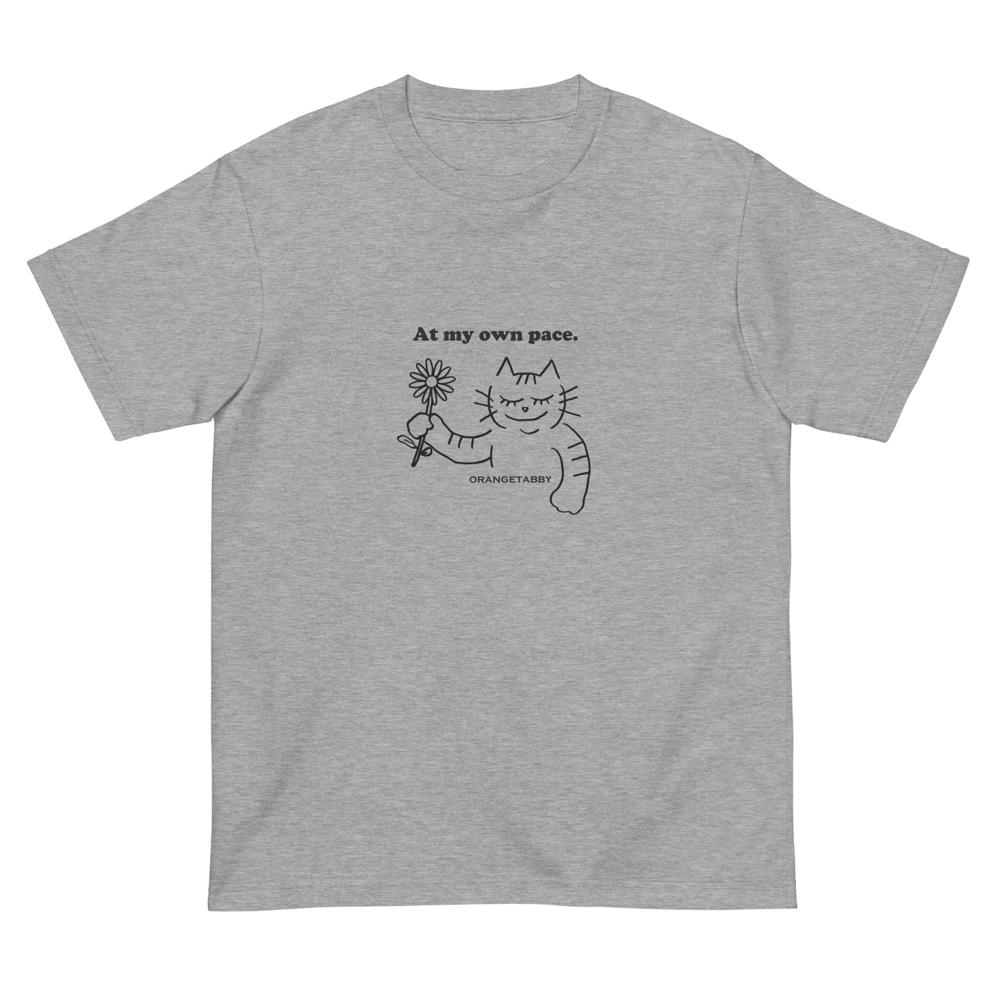 猫Tシャツ｜At my own pace.｜ミニマル線画（J）