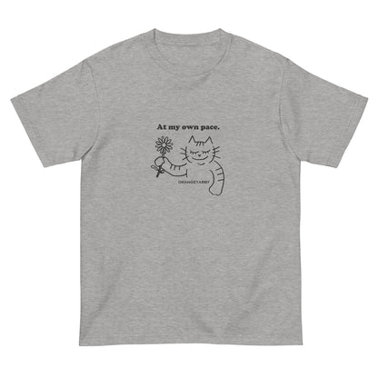 猫Tシャツ｜At my own pace.｜ミニマル線画（J）