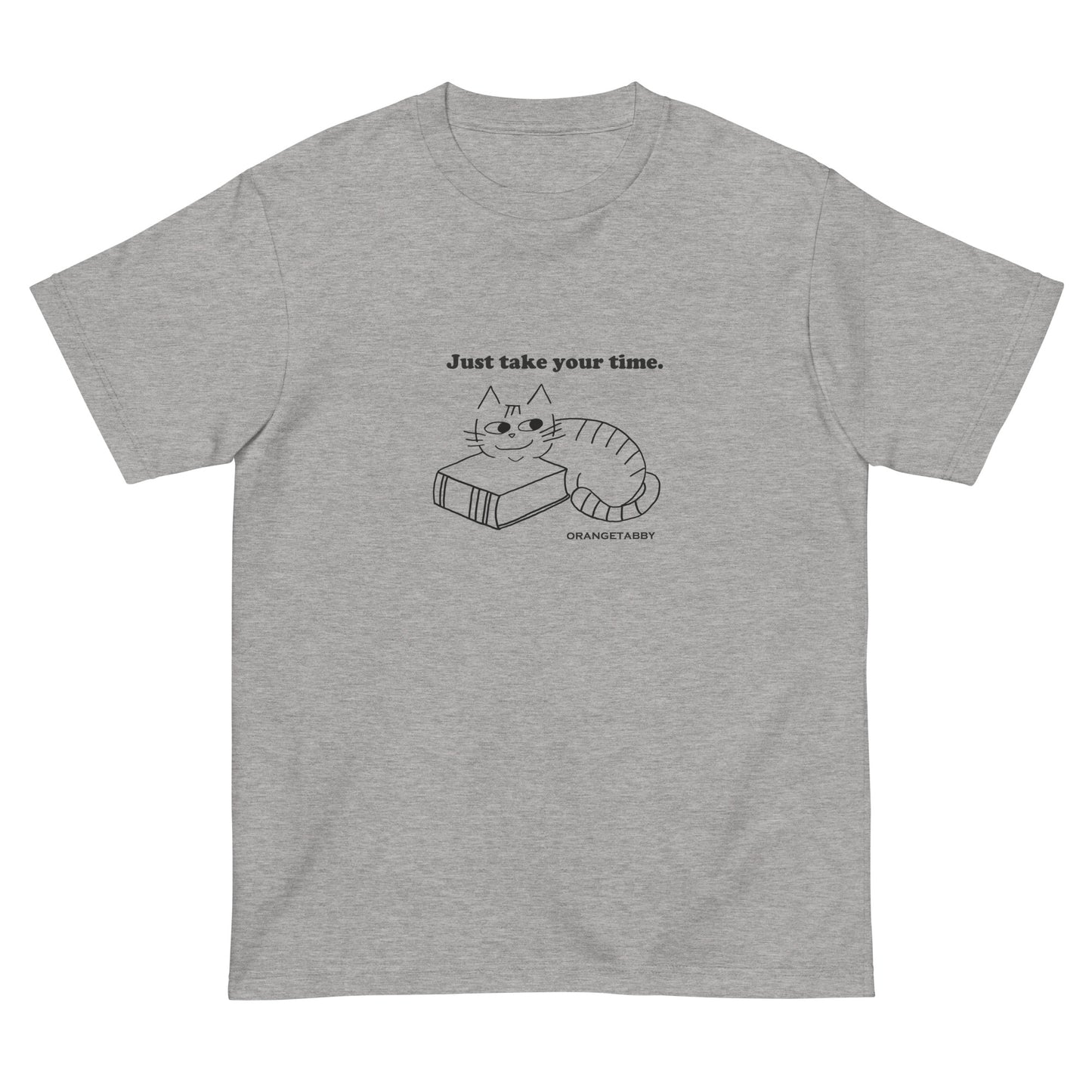 猫Tシャツ｜Just take your time.｜ゆっくり過ごす猫の線画デザイン（J）
