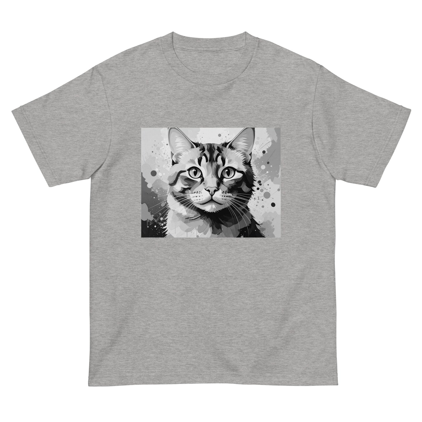 猫Tシャツ｜Stay Curious｜モノクロ猫アート