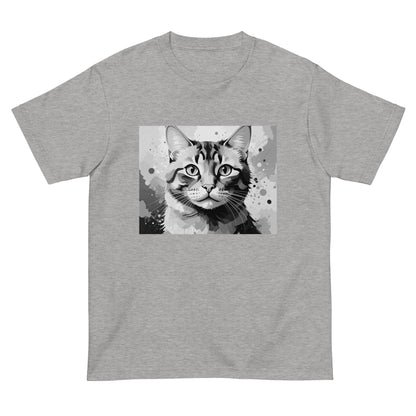 猫Tシャツ｜Stay Curious｜モノクロ猫アート