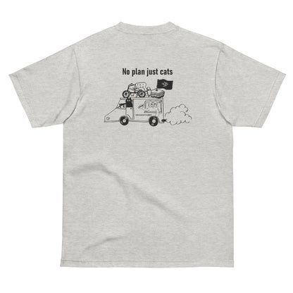 猫Tシャツ｜No Plan Just Cats｜モノクロライン　猫とキッチンカー