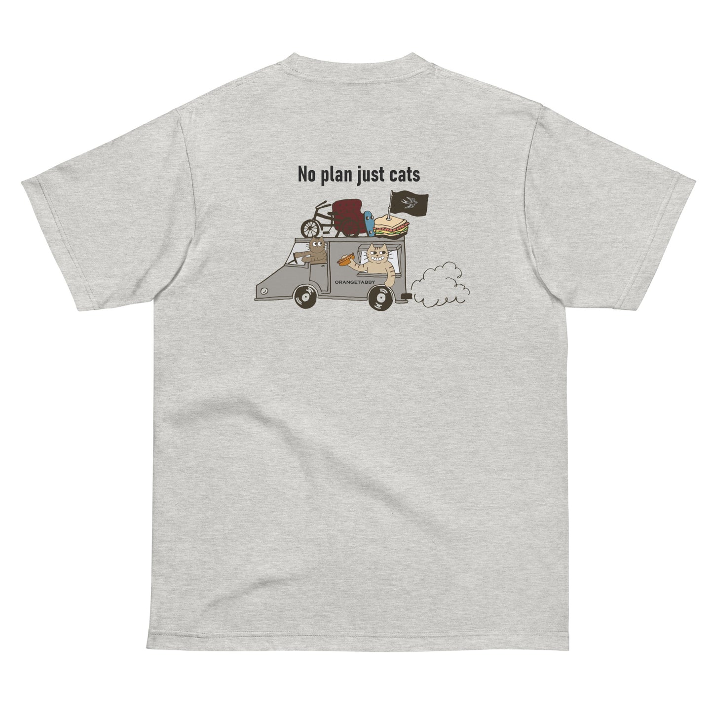 猫Tシャツ｜No Plan Just Cats レトロカラー｜猫とキッチンカー