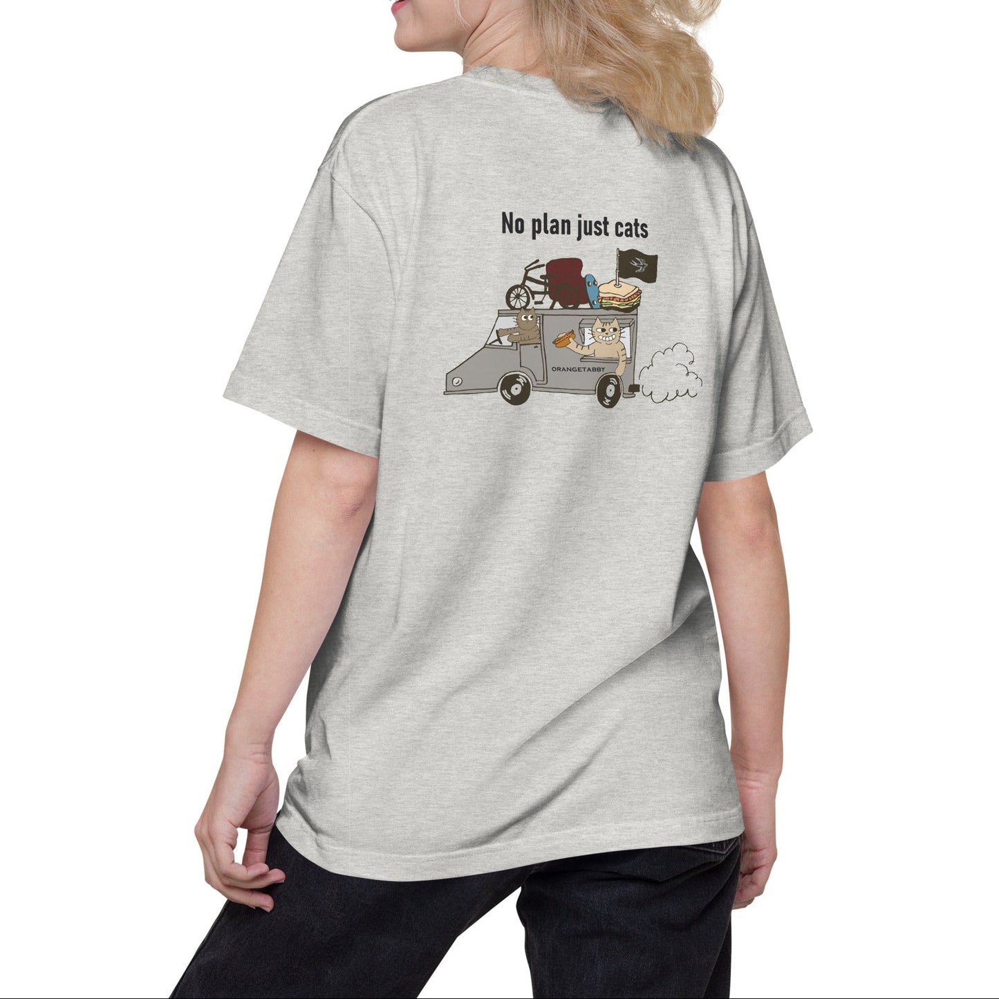 猫Tシャツ｜No Plan Just Cats レトロカラー｜猫とキッチンカー