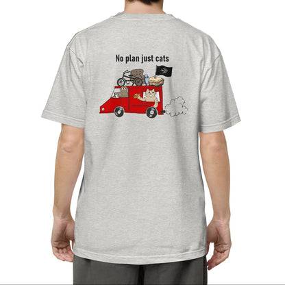 猫Tシャツ｜No Plan Just Cats レッド｜猫とキッチンカー