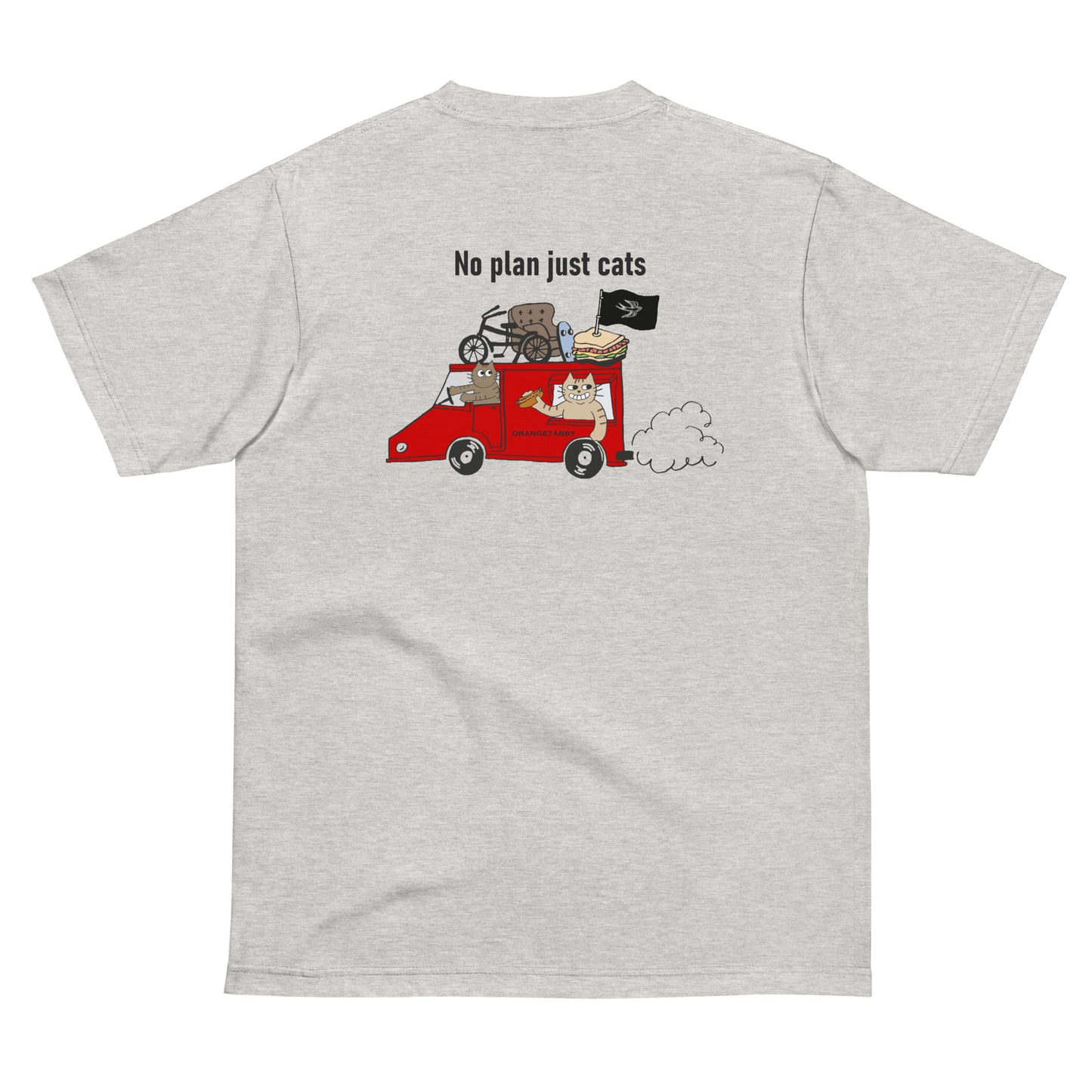 猫Tシャツ｜No Plan Just Cats レッド｜猫とキッチンカー