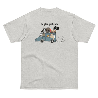 猫Tシャツ｜No Plan Just Cats ブルーグレー｜猫とキッチンカー