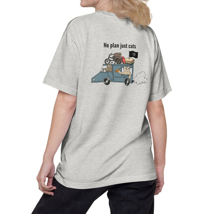 猫Tシャツ｜No Plan Just Cats ブルーグレー｜猫とキッチンカー