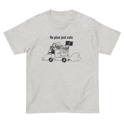 猫Tシャツ｜No Plan Just Cats｜モノクロライン　猫とキッチンカー