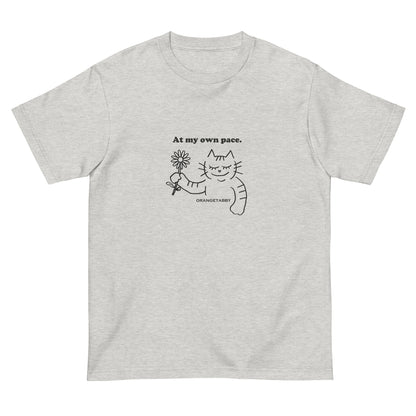 猫Tシャツ｜At my own pace.｜ミニマル線画（J）