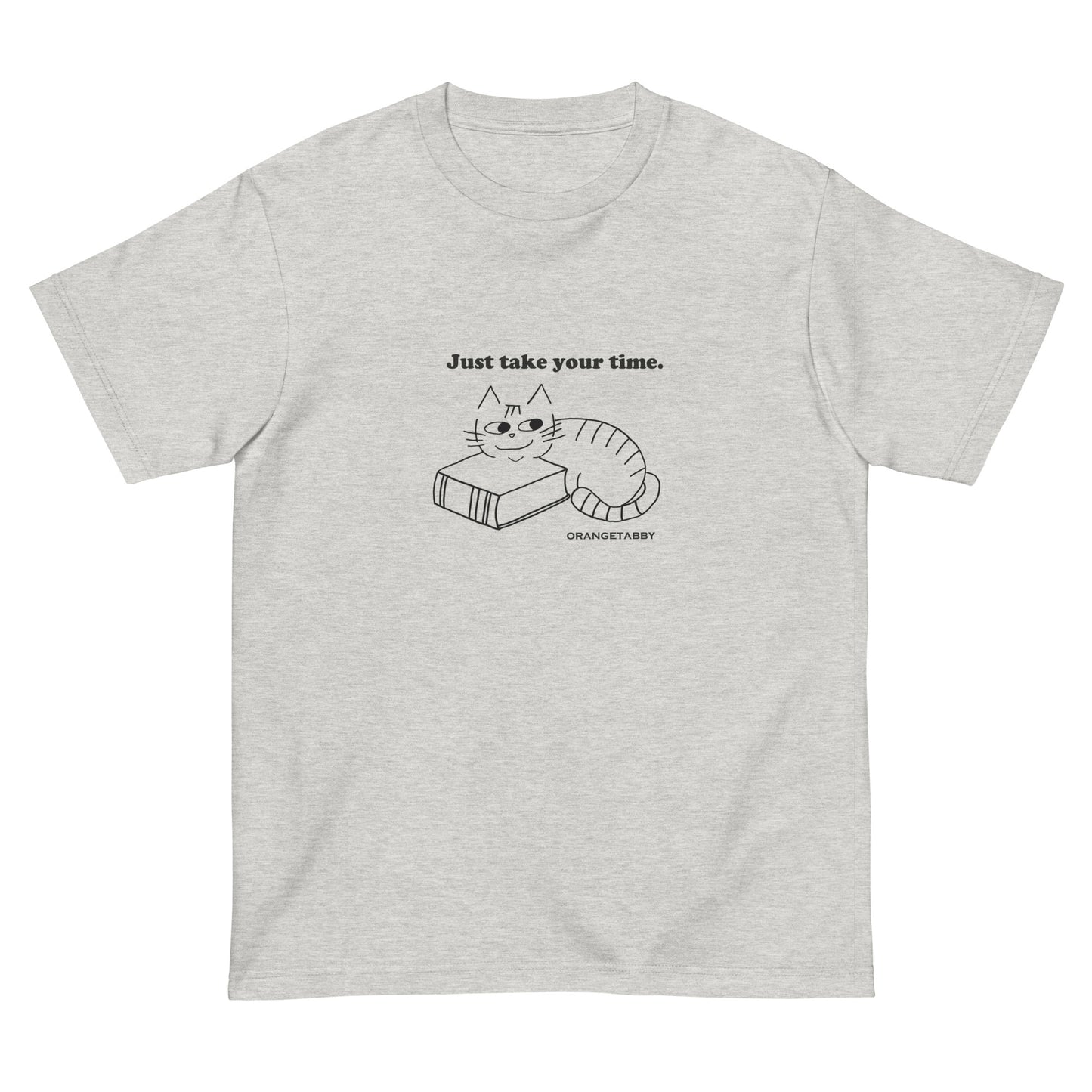 猫Tシャツ｜Just take your time.｜ゆっくり過ごす猫の線画デザイン（J）