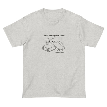 猫Tシャツ｜Just take your time.｜ゆっくり過ごす猫の線画デザイン（J）