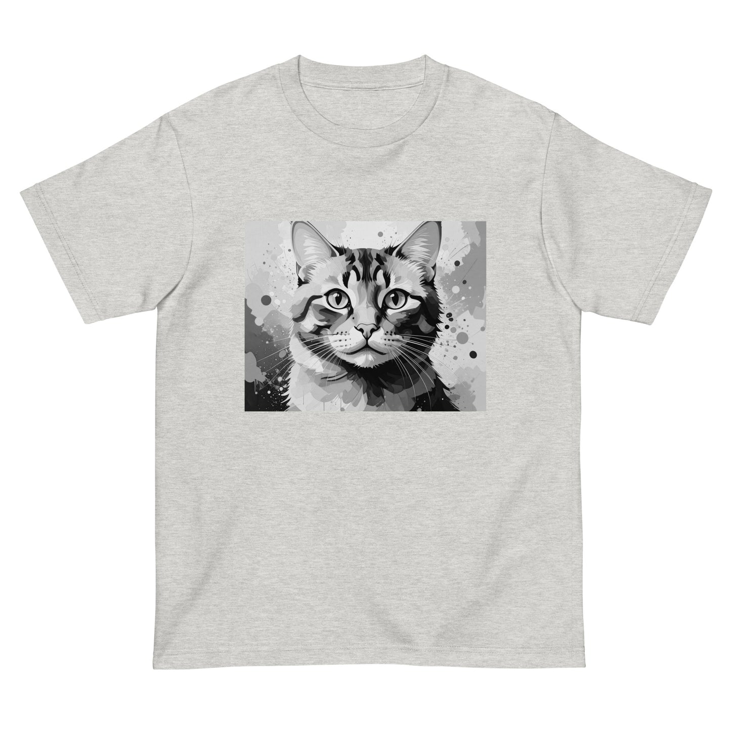 猫Tシャツ｜Stay Curious｜モノクロ猫アート