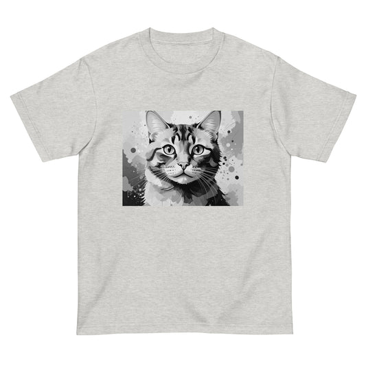 猫Tシャツ｜Stay Curious｜モノクロ猫アート