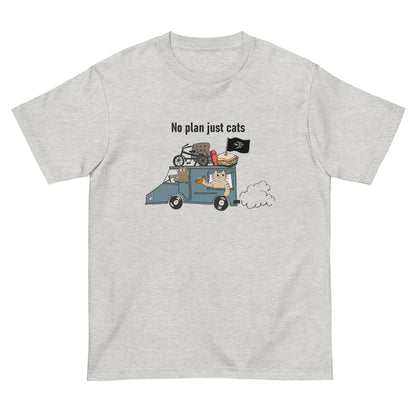 猫Tシャツ｜No Plan Just Cats ブルーグレー｜猫とキッチンカー
